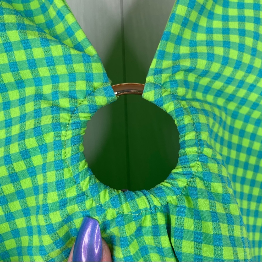 WeWoreWhat Collar Racerback One-Piece in Neon Green - Picture 5 of 9